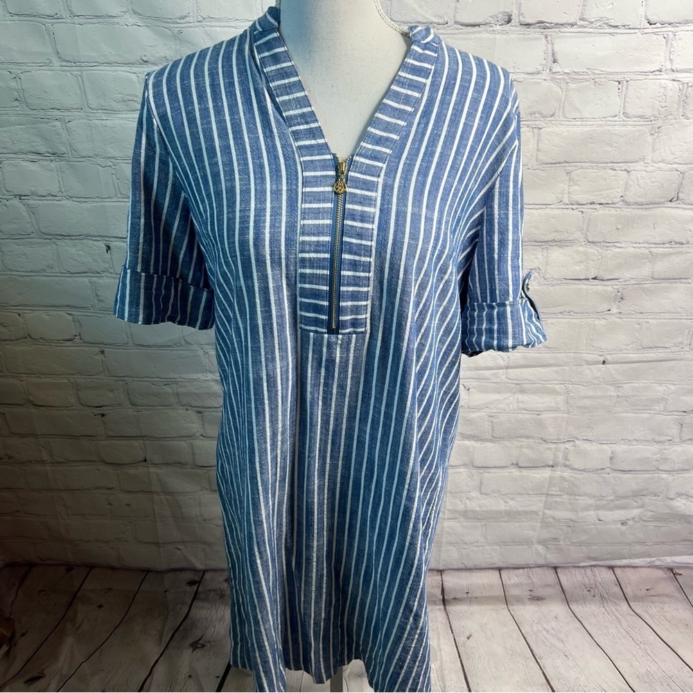 Anne Klein Blue and White Striped Dress